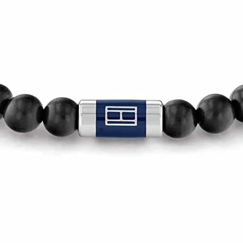 Tommy Hilfiger Men's Jewelry Wood Beaded Bracelet Black | Trendy Casual Accessory thumbnail 3