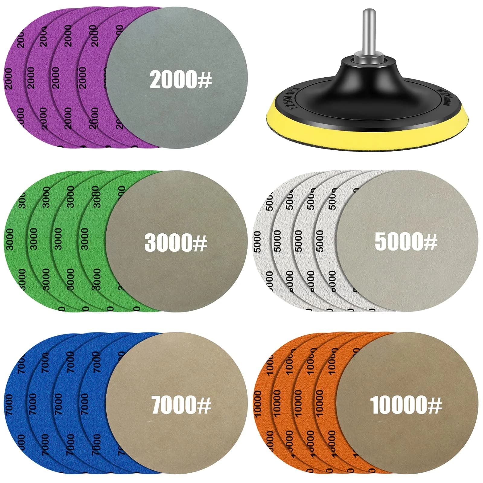 Depvko 5 Inch 20Pcs Wet Dry Sandpaper Kit | 2000-10000 Grit Silicon Carbide Hook and Loop Discs for Orbital Sanders — Black