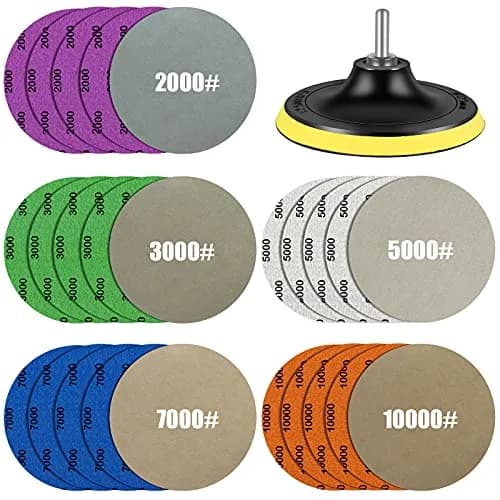 Depvko Water Grit Sandpaper Set 2000-10000 Grit with 5-Inch Backing Pad | Mirror Shine Polishing for Metal & Wood thumbnail 1