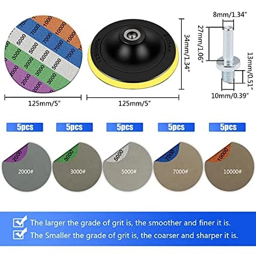 Depvko Water Grit Sandpaper Set 2000-10000 Grit with 5-Inch Backing Pad | Mirror Shine Polishing for Metal & Wood thumbnail 2