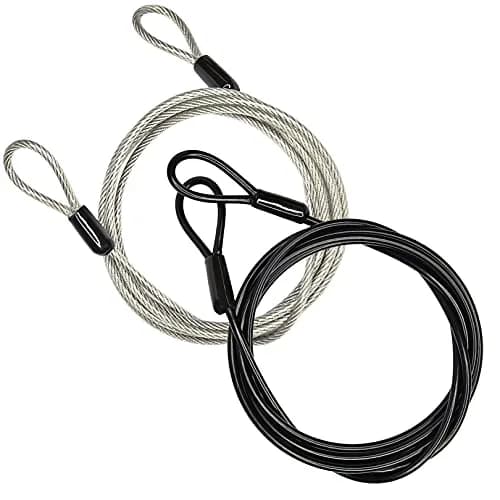 GOMRQING 3.3ft (100cm) 3mm Braided Steel Security Cable Lock (2 Pack) | Cut-Resistant & Weatherproof thumbnail 1