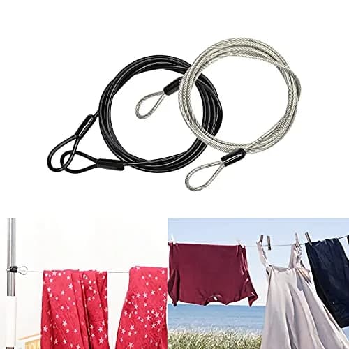 GOMRQING 2.0 m (6.6 ft) Braided Steel Security Cable Lock 2-Pack | Cut-Resistant, Weatherproof, Double Loop thumbnail 5