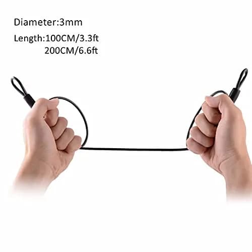 GOMRQING 2.0 m (6.6 ft) Braided Steel Security Cable Lock 2-Pack | Cut-Resistant, Weatherproof, Double Loop thumbnail 3