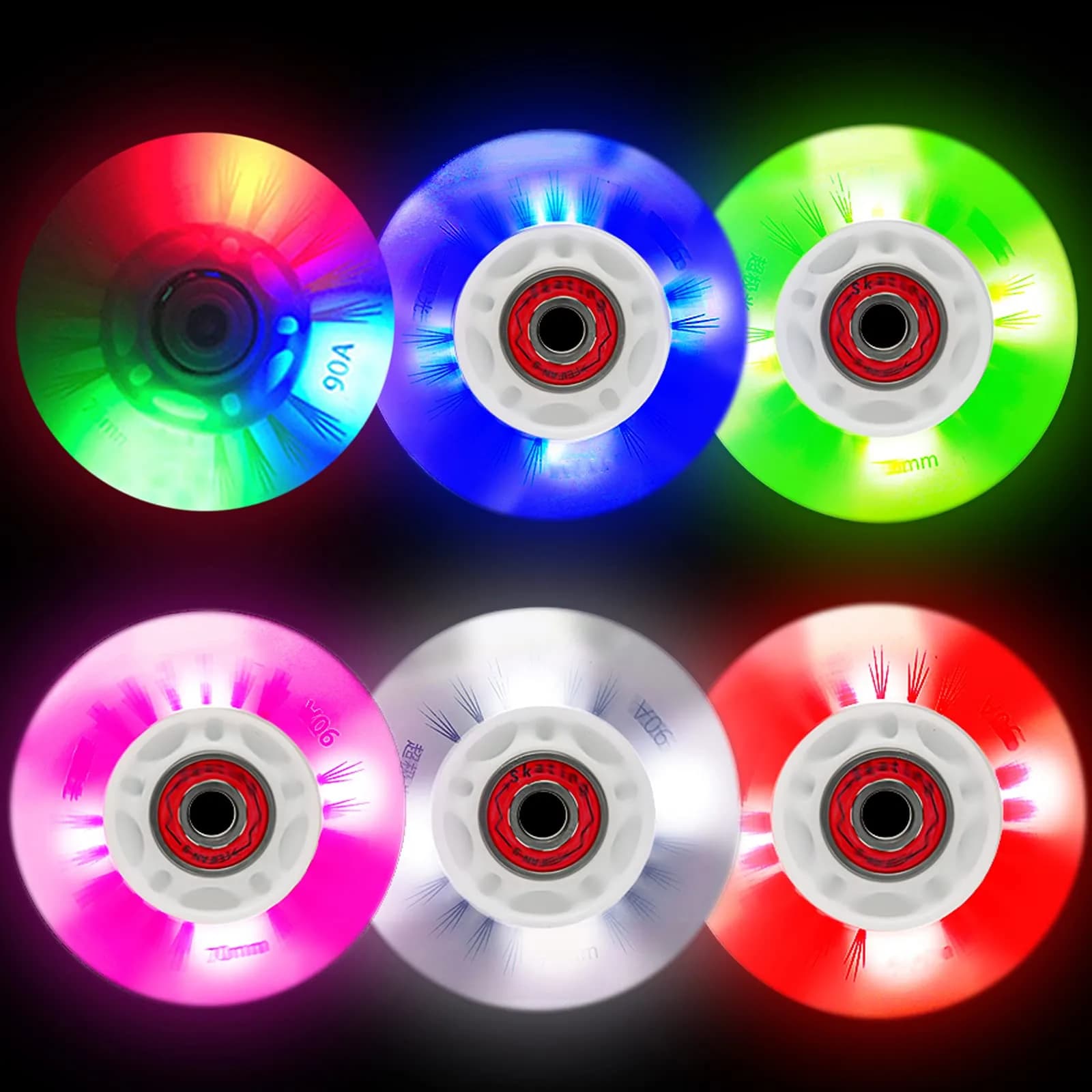 FYANER Light up Inline Skate Wheels 80mm | Luminescent, Hard 90A for Indoor & Outdoor Use