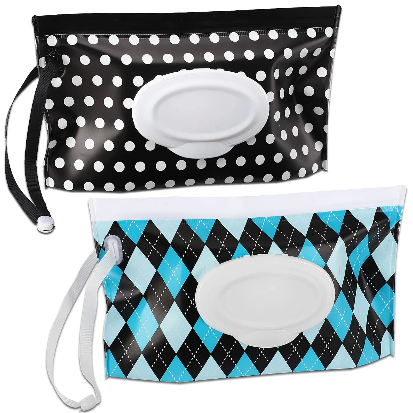 FEBSNOW 2 Pack Baby Wipe Dispenser, Reusable Portable Travel Wipe Holder (24 x 13.5 x 4 cm) — Multicolor E