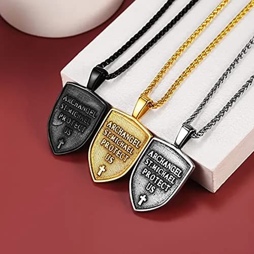 FaithHeart Saint Michael Pendant Necklace for Men, 55+5 CM (22+2 Inches) Wheat Chain | Archangel Protection Amulet thumbnail 9