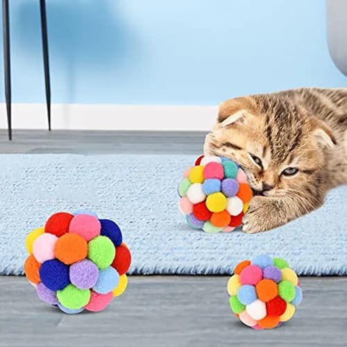TUSATIY Cat Toy Balls with Bell 3PCS | Colorful Soft Fuzzy Balls for Indoor Cats & Kittens thumbnail 5