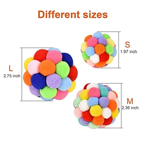 TUSATIY Cat Toy Balls with Bell 3PCS | Colorful Soft Fuzzy Balls for Indoor Cats & Kittens thumbnail 3