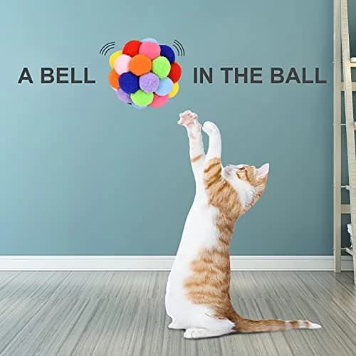 TUSATIY Cat Toy Balls with Bell 3PCS | Colorful Soft Fuzzy Balls for Indoor Cats & Kittens thumbnail 4