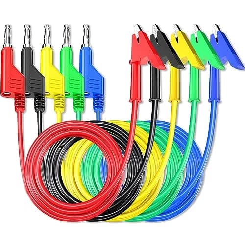 Goupchn 5PCS Test Leads 2m (6.56ft) | 1000V 15A Stackable Banana Plug to Alligator Clip Set thumbnail 1