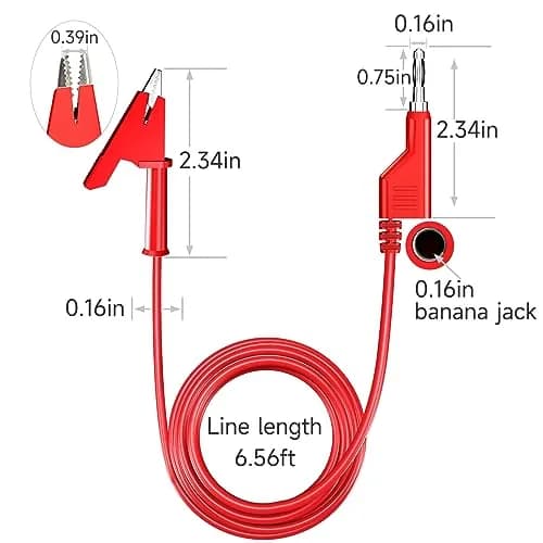 Goupchn 5PCS Test Leads 2m (6.56ft) | 1000V 15A Stackable Banana Plug to Alligator Clip Set thumbnail 2