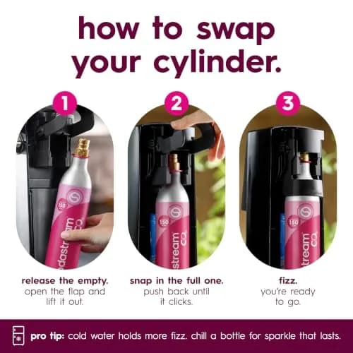 SodaStream Pink Quick Connect CO2 Cylinders 2 x 60L (1.3kg / 2.9lb) | Exchange Pack for TERRA, ART, ENSO, DUO, E-TERRA thumbnail 3
