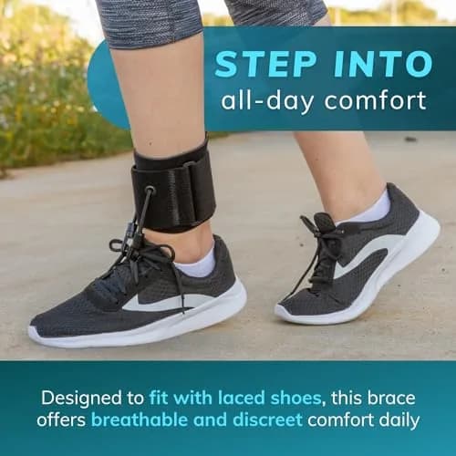 BraceAbility AFO Foot Drop Brace - Adjustable Soft Ankle Foot Orthosis for Men & Women, Walking with Shoes, Toe Lifter Support, Dorsiflexion Assist, Fits Left/Right (S/M) thumbnail 5