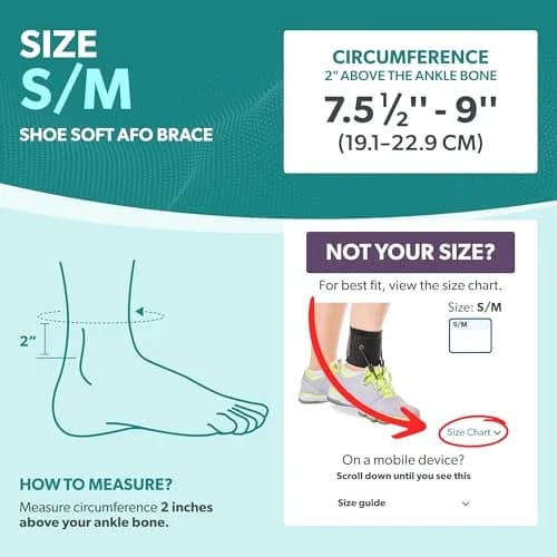 BraceAbility AFO Foot Drop Brace - Adjustable Soft Ankle Foot Orthosis for Men & Women, Walking with Shoes, Toe Lifter Support, Dorsiflexion Assist, Fits Left/Right (S/M) thumbnail 2