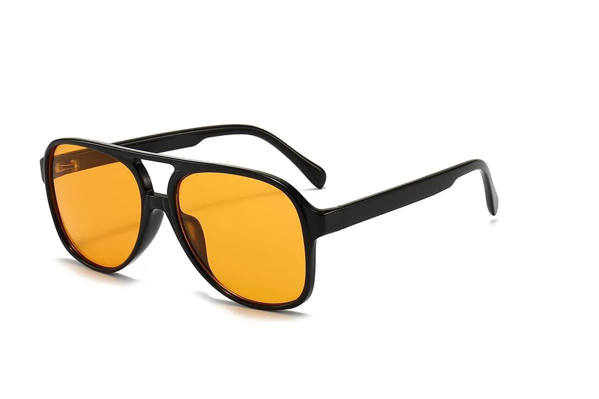 IKUVNA Vintage Aviator Sunglasses for Women Men 70s Glasses Retro Oversized Yellow Lens Shades | UV400 Protection — Yellow