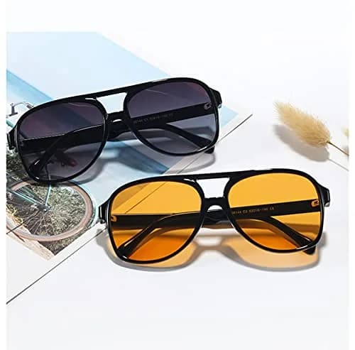 IKUVNA Vintage Aviator Sunglasses for Women Men 70s Glasses Retro Oversized Yellow Lens Shades | UV400 Protection thumbnail 5