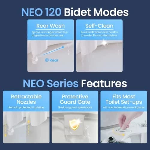 LUXE Bidet NEO 120 Bidet Attachment Rose Gold | Single Nozzle Self-Cleaning Mechanical Bidet for Toilet Seats 18 cm (7 in) thumbnail 3