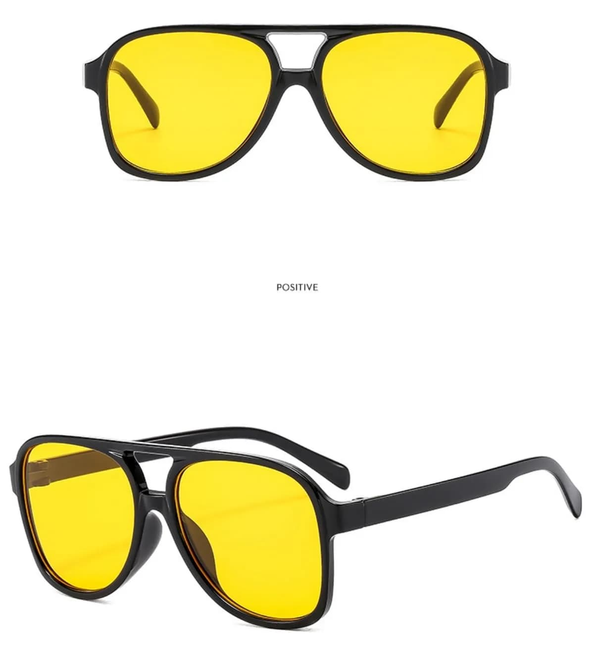 IKUVNA Vintage Aviator Sunglasses for Women Men 70s Glasses Oversized Yellow Lens Shades (Black) | Retro Style UV400 thumbnail 4