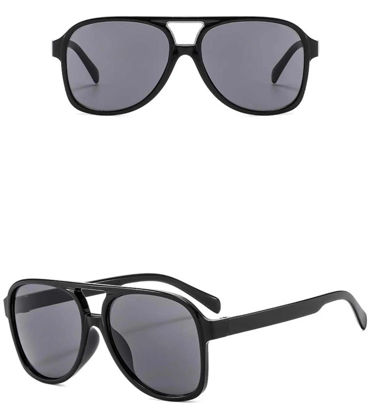 IKUVNA Vintage Aviator Sunglasses for Women Men 70s Glasses Oversized Yellow Lens Shades (Black) | Retro Style UV400 thumbnail 2