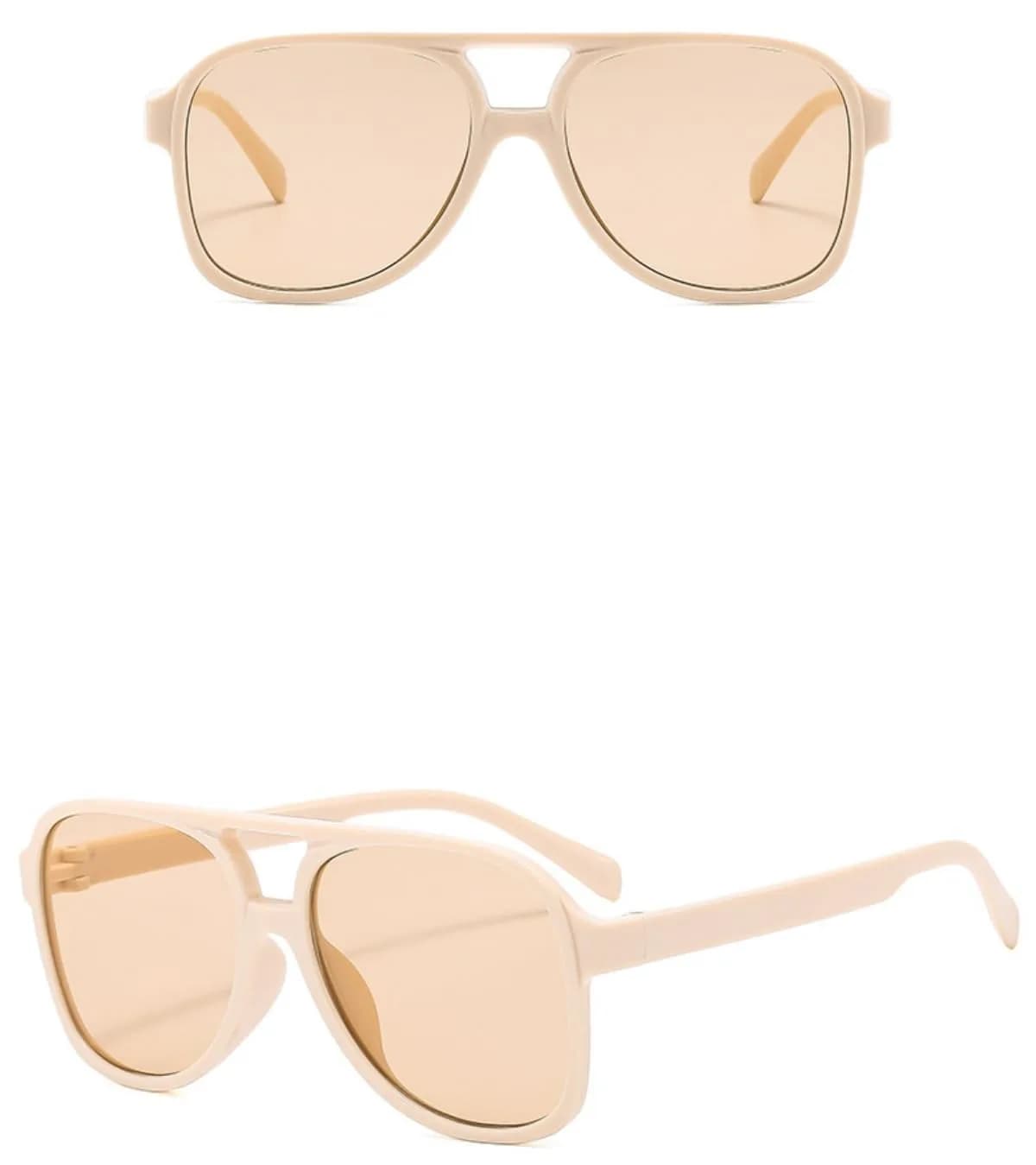 IKUVNA Vintage Aviator Sunglasses for Women Men 70s Glasses Oversized Yellow Lens Shades (Black) | Retro Style UV400 thumbnail 3