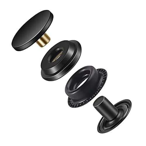 Moocci Black Snap Fastener Kit Tool with 3 Fixing Tools, 50 Sets (200 Pieces) | Marine Grade Stainless Steel Snaps for Leather, Canvas, Clothes thumbnail 4