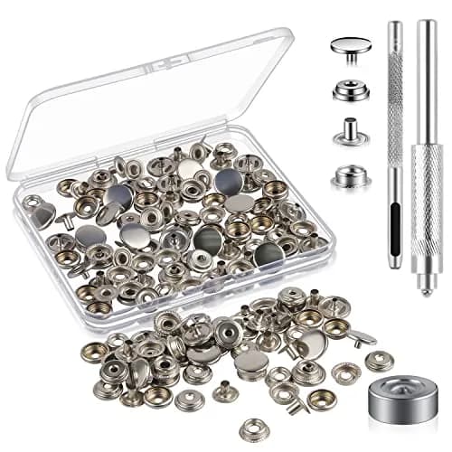 Moocci Snap Fastener Kit, 50 Sets, Marine Grade Stainless Steel, Silver | Durable, Easy to Install, Suitable for Fabric & Leather thumbnail 1