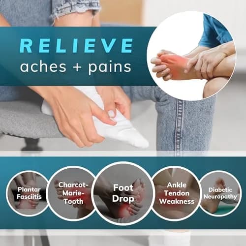 BraceAbility AFO Foot Drop Brace - Adjustable Soft Ankle Foot Orthosis for Men & Women, Walking with Shoes, Toe Lifter Support, Dorsiflexion Assist Fits Left or Right (L/XL) thumbnail 3