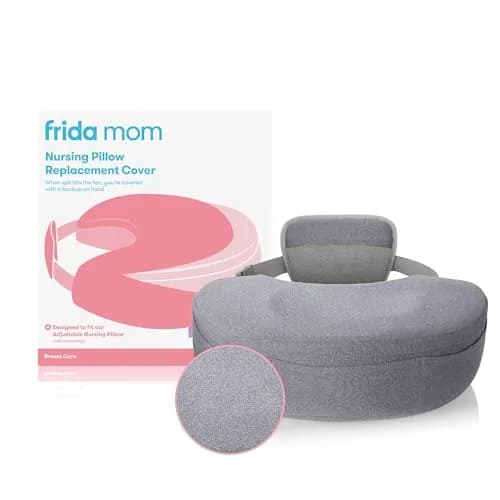 Frida Mom L-Shape Nursing Pillow Cover, Standard Size, Gray | Soft Fabric Replacement for Feeding Support thumbnail 1