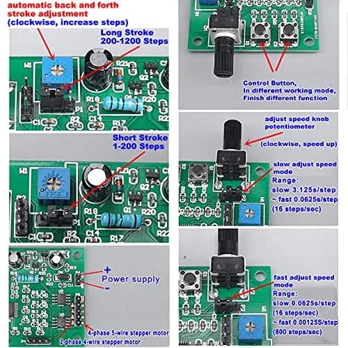 QINIZX 4V-6V 5V 2-Phase 4-Wire Stepper Motor Driver Controller Board | Multi-function, 800mA rated current, 2.36x1.73 inch thumbnail 6