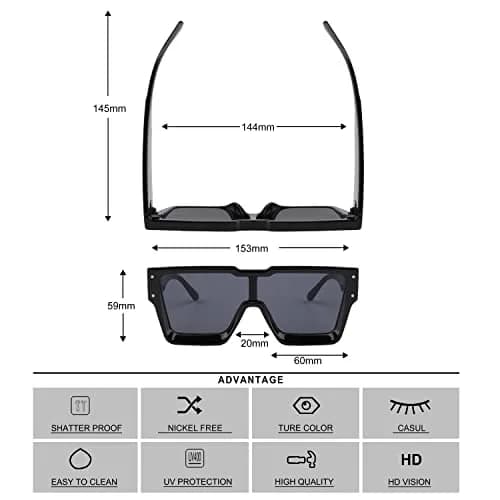 KENBO Oversized Square Sunglasses for Women & Men | UV400 Protection, Lightweight Plastic Frame thumbnail 4