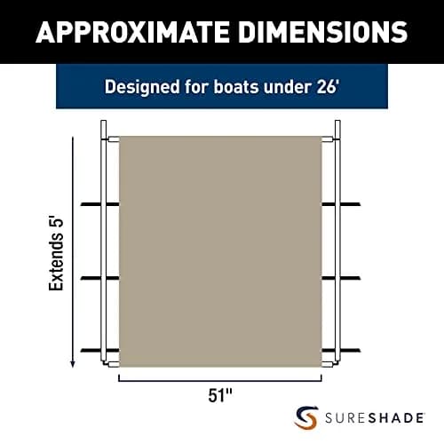 SureShade PTX Power Shade - 51" Wide (Tan) | Marine Canvas Sun Shelter for Boats thumbnail 2