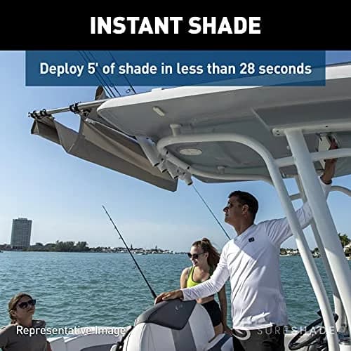 SureShade PTX Power Shade - 69" Wide (Tan) | Marine Canvas Boat Sun Shade with Auto Shut-Off thumbnail 4