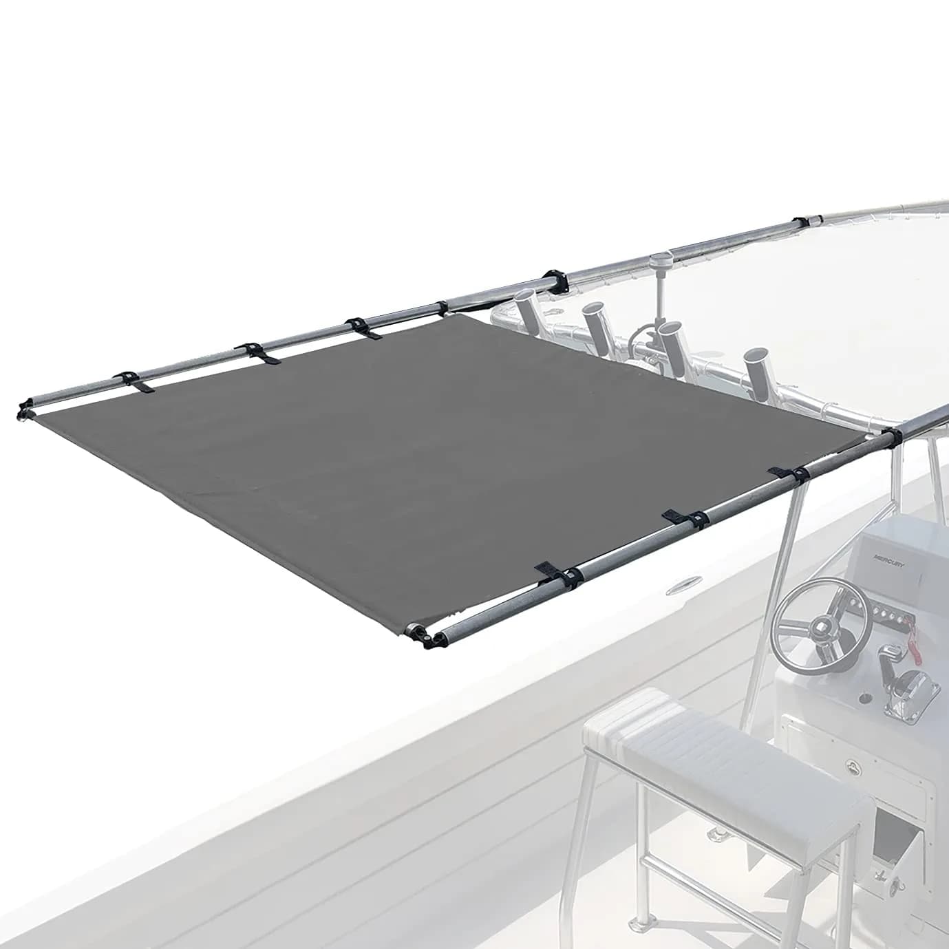 SureShade PTX Power Shade - 69" Wide (Tan) | Marine Canvas Boat Sun Shade with Auto Shut-Off — Gray / 69" Wide