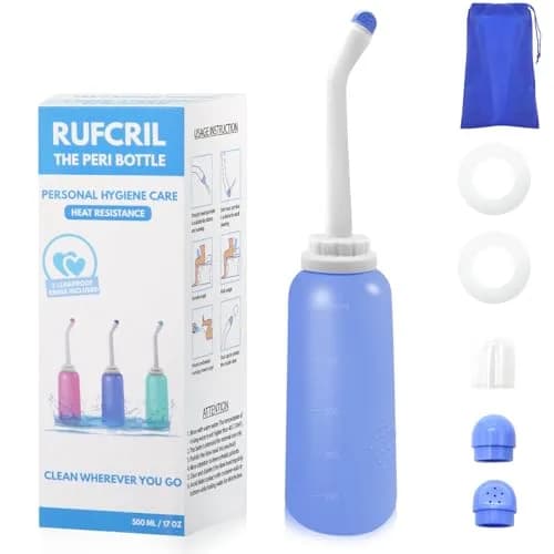RUFCRIL 500ml (17.5 Fl Oz) Upside Down Peri Bottle | Boilable TPE for Postpartum & Hemorrhoid Care thumbnail 1