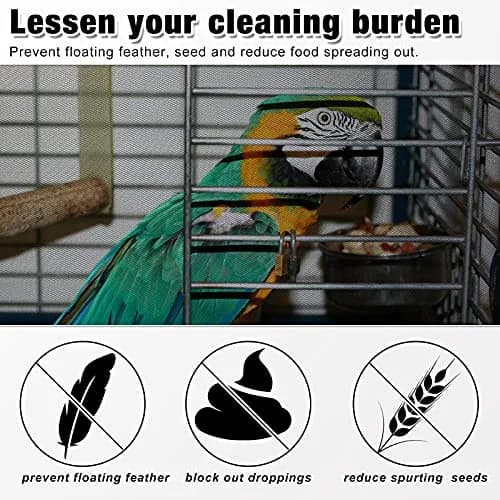 Shappy Black Bird Cage Net Cover Seed Catcher 152 x 100 cm | Breathable Mesh for Cleanliness thumbnail 6