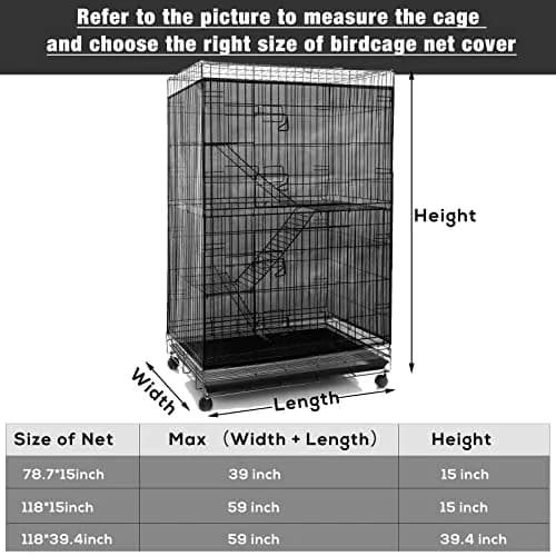 Shappy Black Bird Cage Net Cover Seed Catcher 152 x 100 cm | Breathable Mesh for Cleanliness thumbnail 2