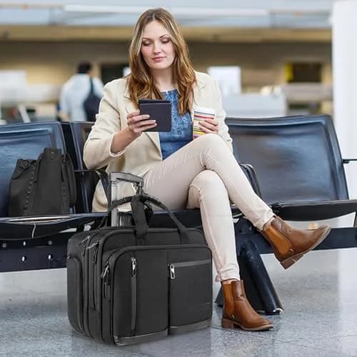 VANKEAN 17.3 Inch Rolling Laptop Bag with Wheels, Waterproof Overnight Business Briefcase | 43.9 cm (17.3") thumbnail 9
