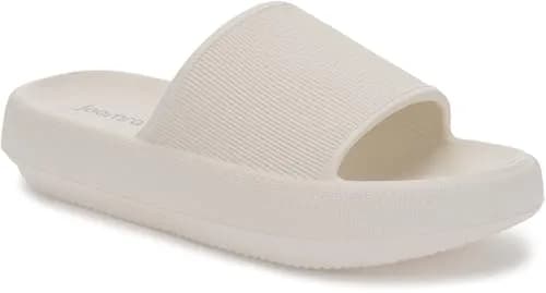 Joomra Pillow Slippers for Women & Men, Thick Sole Cloud Slides 3cm (1.2in) Heel, Beige | Comfortable & Non-Slip thumbnail 1