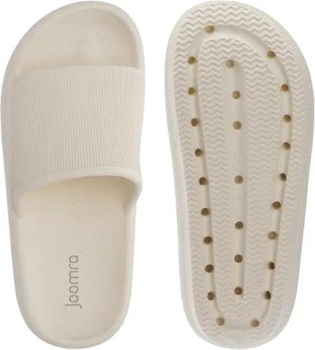 Joomra Pillow Slippers for Women & Men, Thick Sole Cloud Slides 3cm (1.2in) Heel, Beige | Comfortable & Non-Slip thumbnail 11
