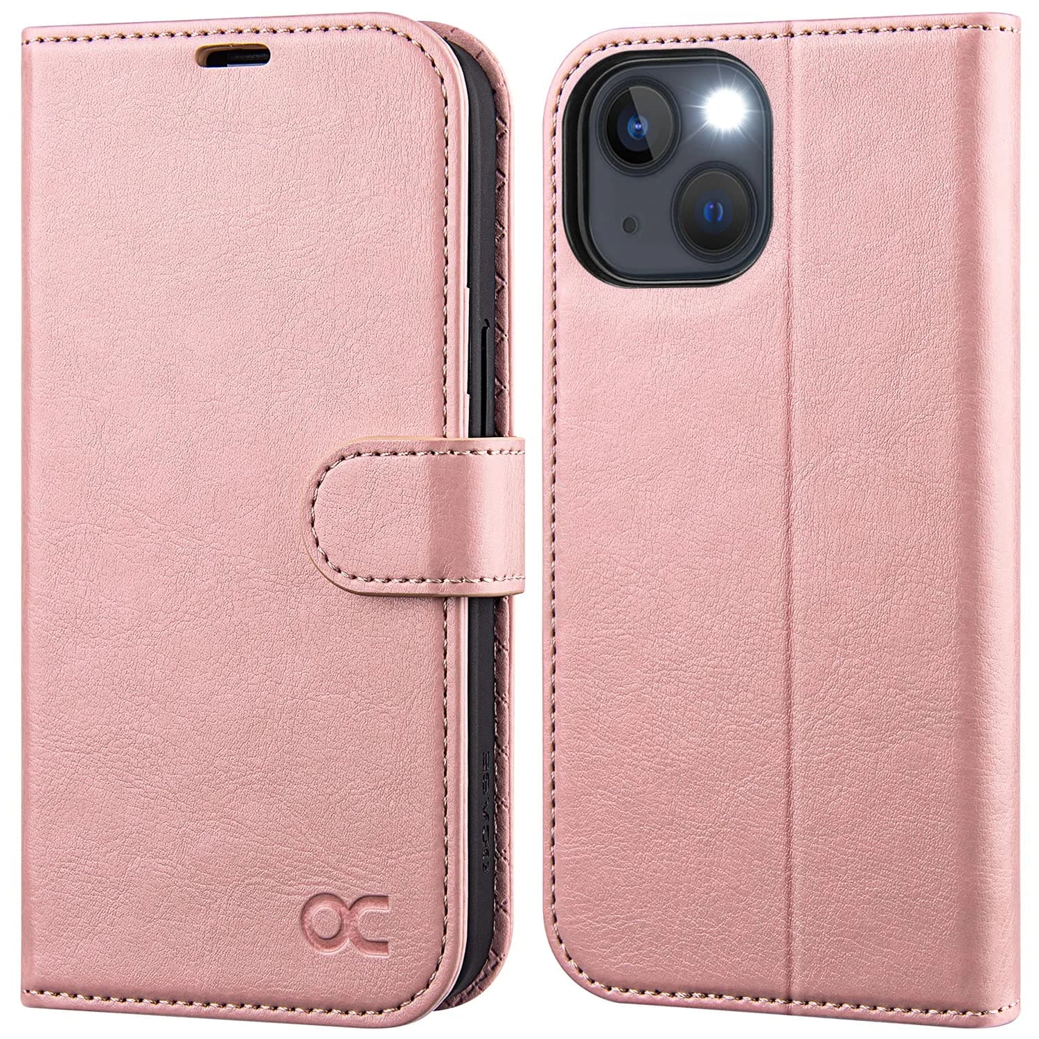 OCASE for iPhone 13 Wallet Case, Card Holder, Pink | RFID Shielding & Kickstand - main product image