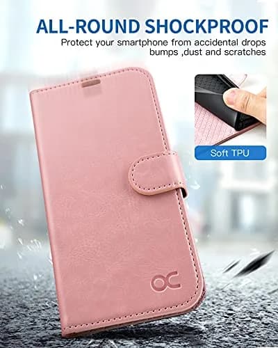 OCASE for iPhone 13 Wallet Case, Card Holder, Pink | RFID Shielding & Kickstand thumbnail 6