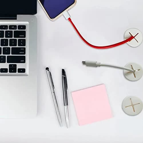 ZYYC 6 Pcs Cable Cord Grommet 2.9cm (1.14 Inch) Flexible White Silicone Wire Hole Cover | Organizes Cables for Desks and Entertainment Systems thumbnail 2