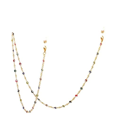 COLORFUL BLING Evil Eye Bead Face Mask Lanyard 69cm (27.6 inches) | Detachable Necklace for Eyeglass Holder thumbnail 1