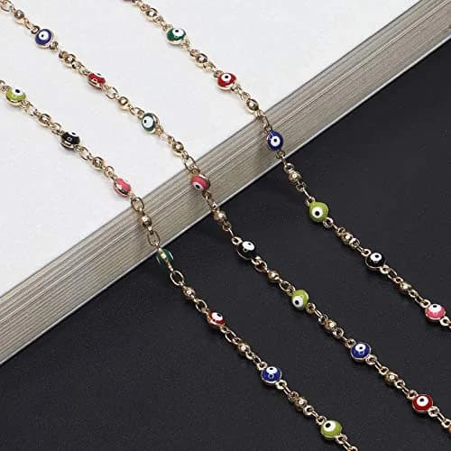 COLORFUL BLING Evil Eye Bead Face Mask Lanyard 69cm (27.6 inches) | Detachable Necklace for Eyeglass Holder thumbnail 2