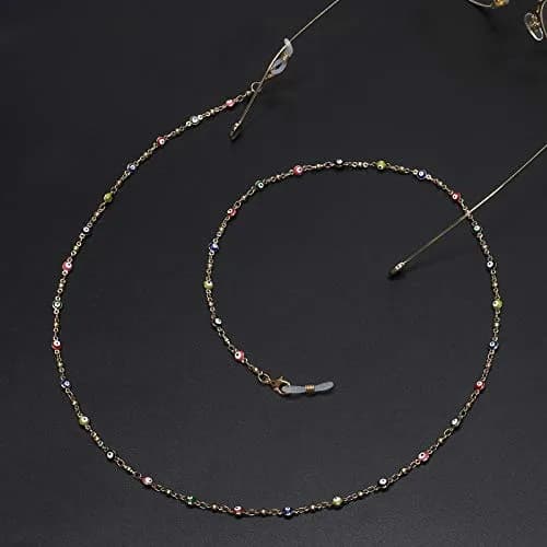 COLORFUL BLING Evil Eye Bead Face Mask Lanyard 69cm (27.6 inches) | Detachable Necklace for Eyeglass Holder thumbnail 3