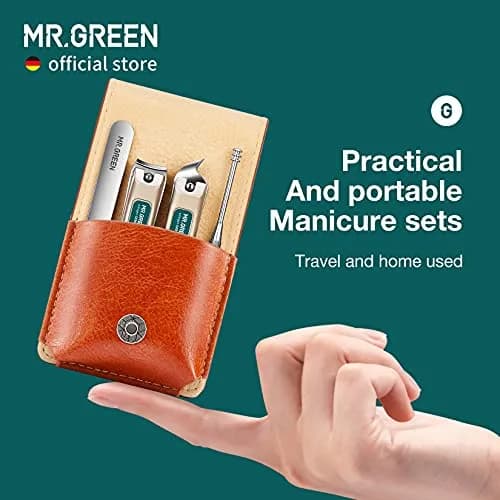 MR.GREEN Portable Manicure & Pedicure Set Mr-6103 | 5-Piece Stainless Steel Tool Kit with PU Leather Case thumbnail 2