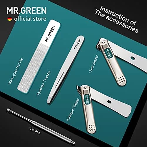 MR.GREEN Portable Manicure Sets Pedicure Kits with PU Leather Case, 5-Piece Stainless Steel Grooming Tool Set (Mr-6104) thumbnail 4