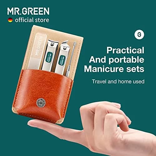 MR.GREEN Portable Manicure Sets Pedicure Kits with PU Leather Case, 5-Piece Stainless Steel Grooming Tool Set (Mr-6104) thumbnail 2