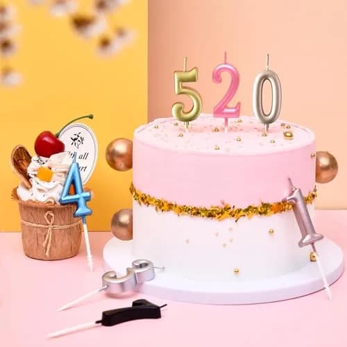 PHD CAKE Gold Numeral Birthday Candles 0-9, 11 cm (4.33 in) | Smokeless, Odorless, Glitter Cake Topper thumbnail 5