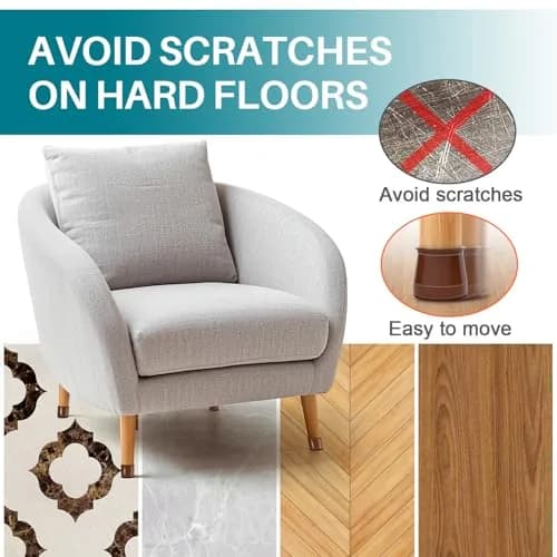 Ansible 24 Pcs Round Silicone Felt Chair Leg Floor Protectors L (33-50mm) | Protect Hardwood & Tile Floors thumbnail 2